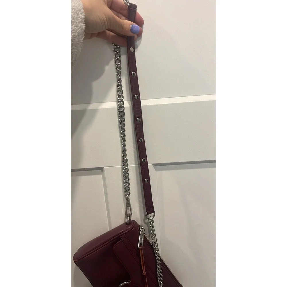 Rebecca Minkoff Crossbody Purse Leather Silver‎ Hardware Burgundy Color Bag